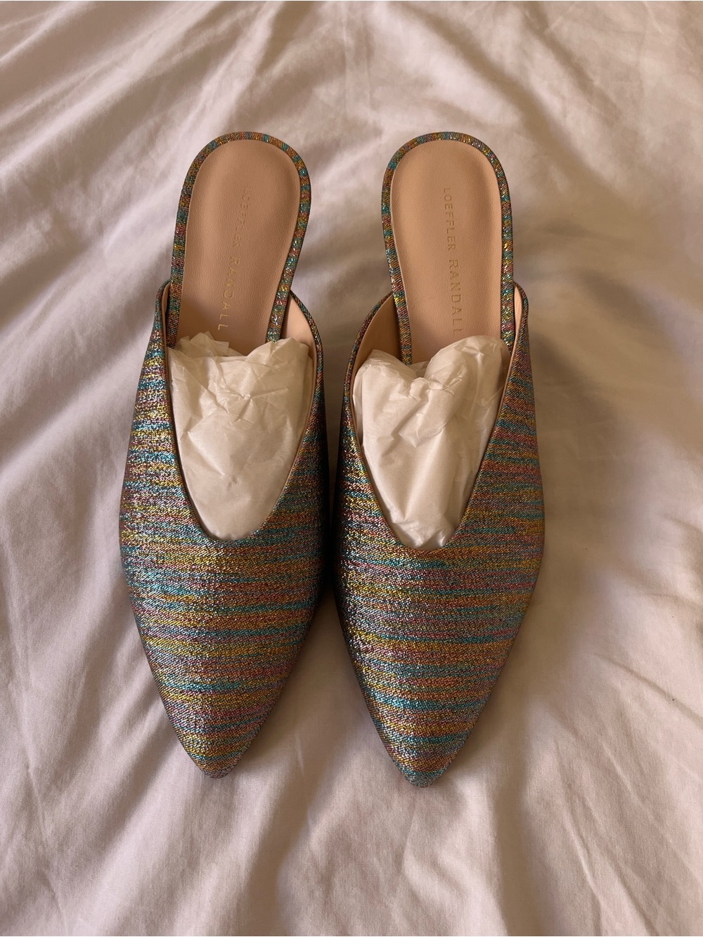 Loeffler Randall Multicolor Striped Pointed-Toe Mules